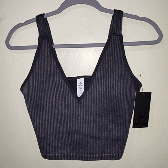 NWTS 90 DEGREE BY REFLEX Black Stone Wash Seamless Alamo Bra Tank. Women’s Large - Picture 4 of 4